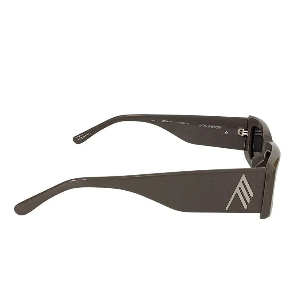 THE ATTICO x LINDA FARROW Mini Marfa Taupe Rectangular Sunglasses